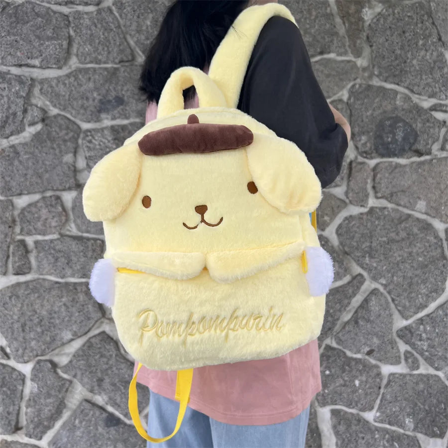 New Sanrio Cute Cartoon Plush Backpack Kuromi Large Capacity Melody Backpack School Girls Korean Backpack Gift For Girls