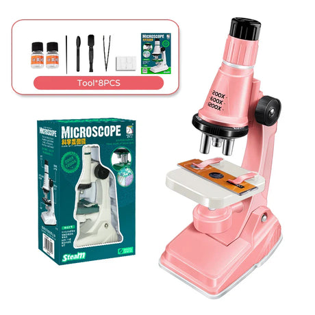 Children Science Biological 200x 600x 1200x Pocket Microscope Set Lab With LED Refined Instruments Montessori Education Toy