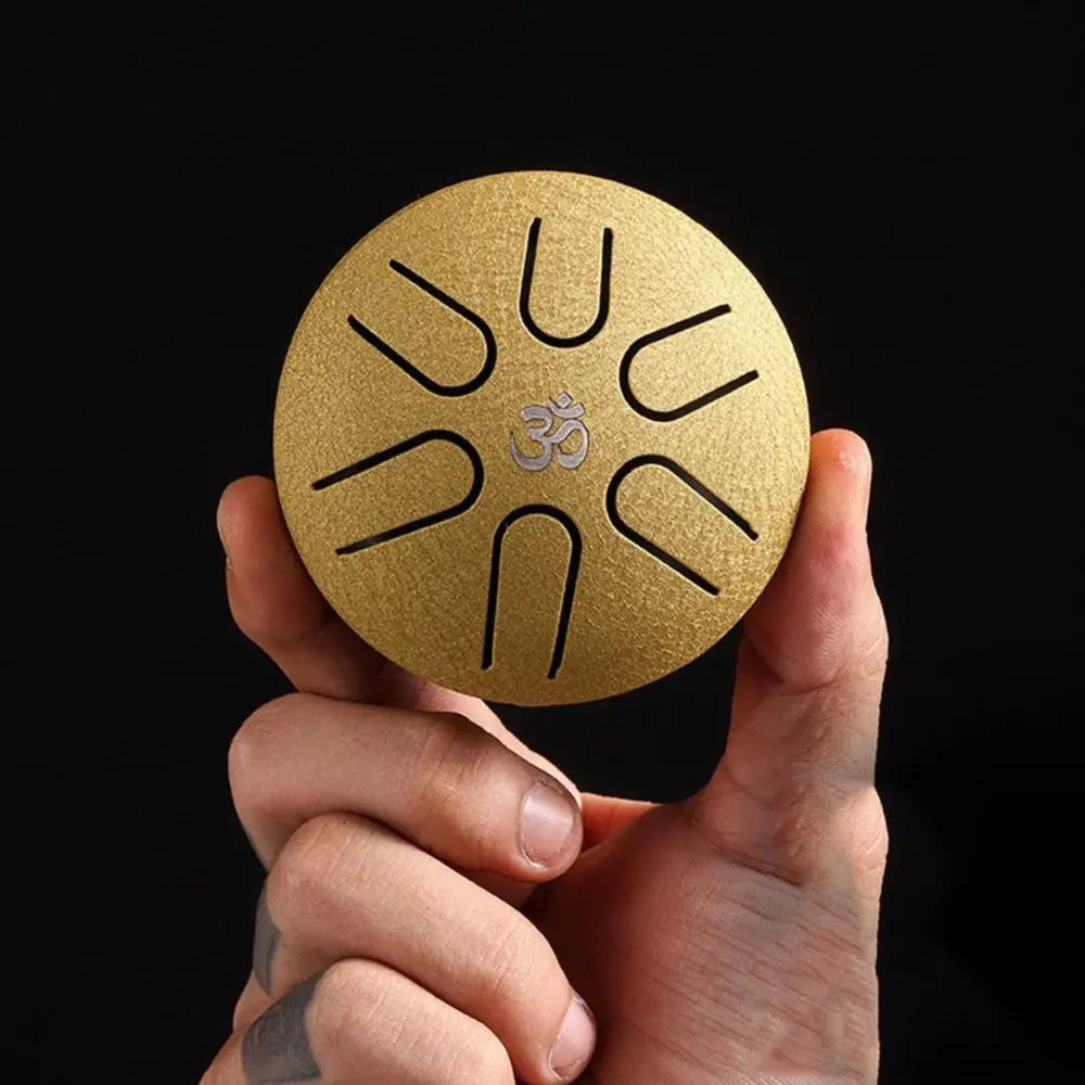 HLURU 3 Inches Steel Tongue Drum 6 Notes Hand Held Ethereal Drum Zen Meditation Tools Spirit Exercise Percussion Instrument Toys