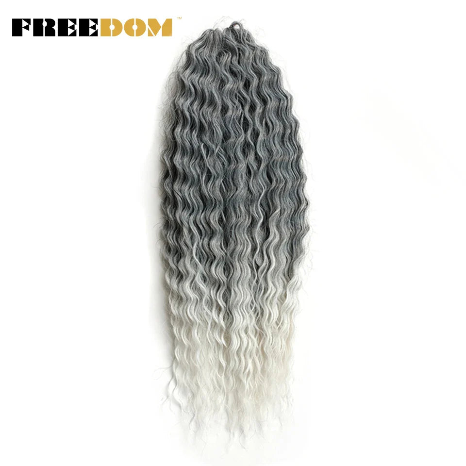 FREEDOM Synthetic Curly Hair 24 Inch Water Wave Twist Crochet Braid Hair Ombre Pink Ginger Deep Wave Braiding Hair Extension