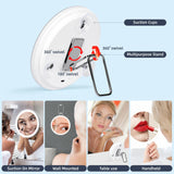 6 Inch Magnifying Mirror with Light, 5-30X Portable Travel Magnified Mirror with 360° Adjustable Stand and Suction Cup