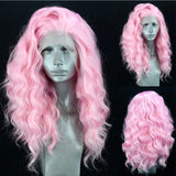 AIMEYA High Temperature Fiber Lace Wigs for Women Pink Hair Synthetic Lace Front Wig Long Hair Wavy Wigs Heat Resistant Cosplay