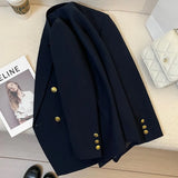 Blazers Women Double Breasted England Style Minimalist Loose Coats Temper Trendy Spring Autumn Official Outwear New Streetwear