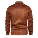 2023 New Autumn Winter Suede Leather Jacket Men Fashion Luxury Casual Turn Down Collar Men's Jacket