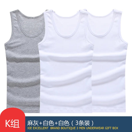 Hot Sale 3pcs / 100% Cotton Mens Sleeveless Tank Top Solid Muscle Vest Undershirts O-neck Gymclothing Tees Whorl Tops