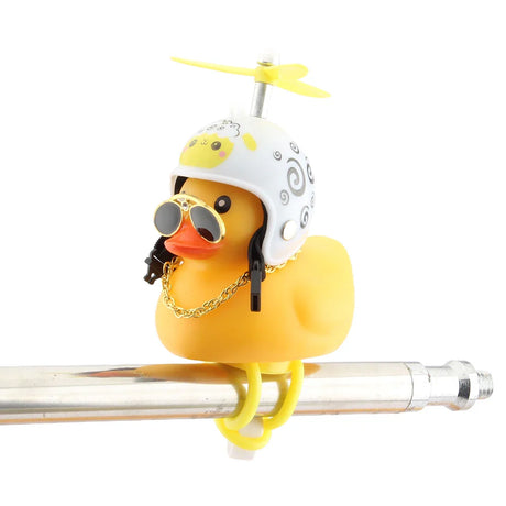 Motorcycle Accessories Cute Duck with Propeller Helmet Broken Wind Rubber Duck Toy Car Bicycle Small Yellow Duck Decor Ornaments