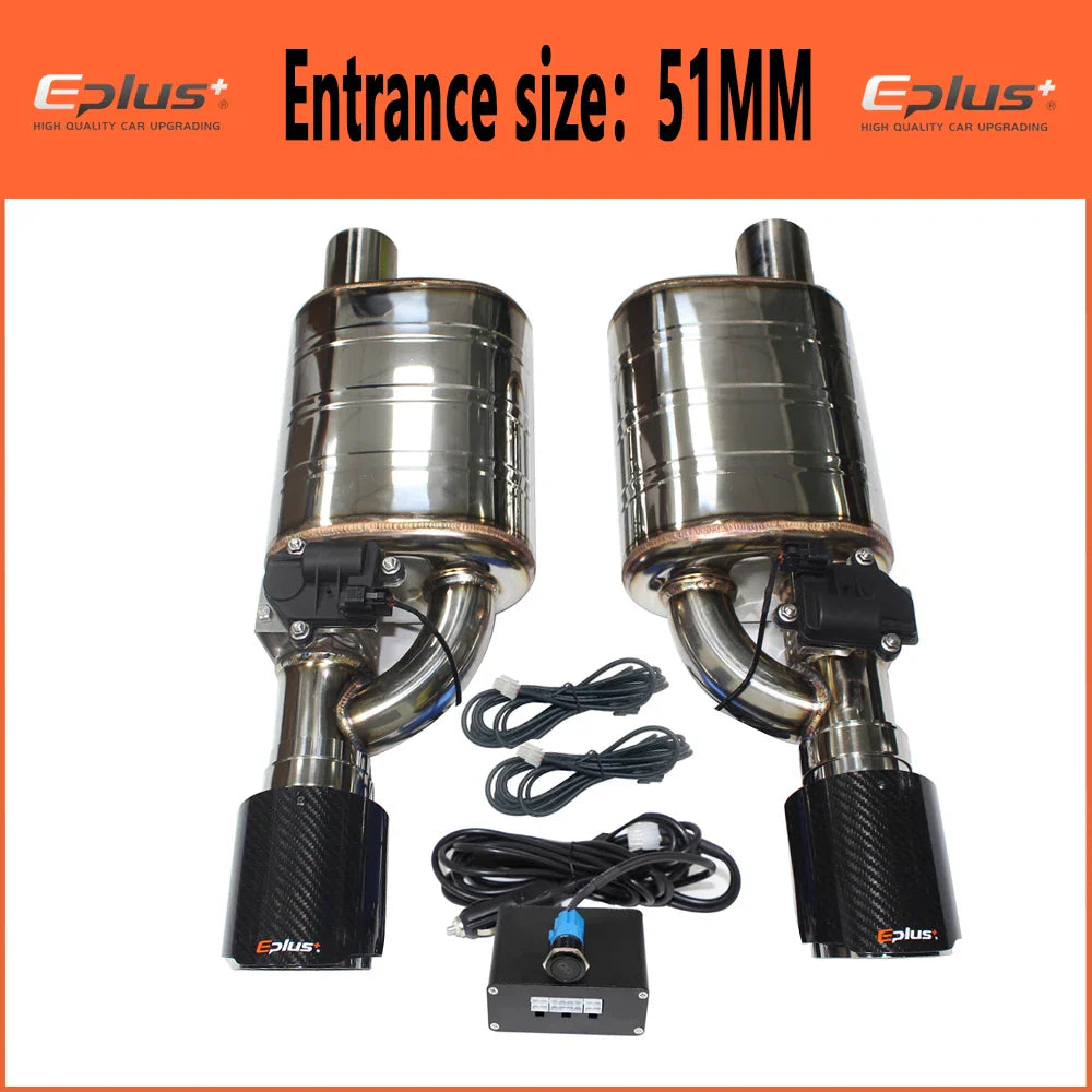 EPLUS 1 Pair 2pcs Car Exhaust System Electric Valve Control Exhaust Pipe Kit Adjustable Valve Angle Silencer Stainless Universal