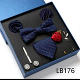 Luxury Quality Tie Set With Necktie Bowtie Pocket Square Cufflinks Tie Clip Brooches For Man Bussiness Wed Party Tie Gift Box