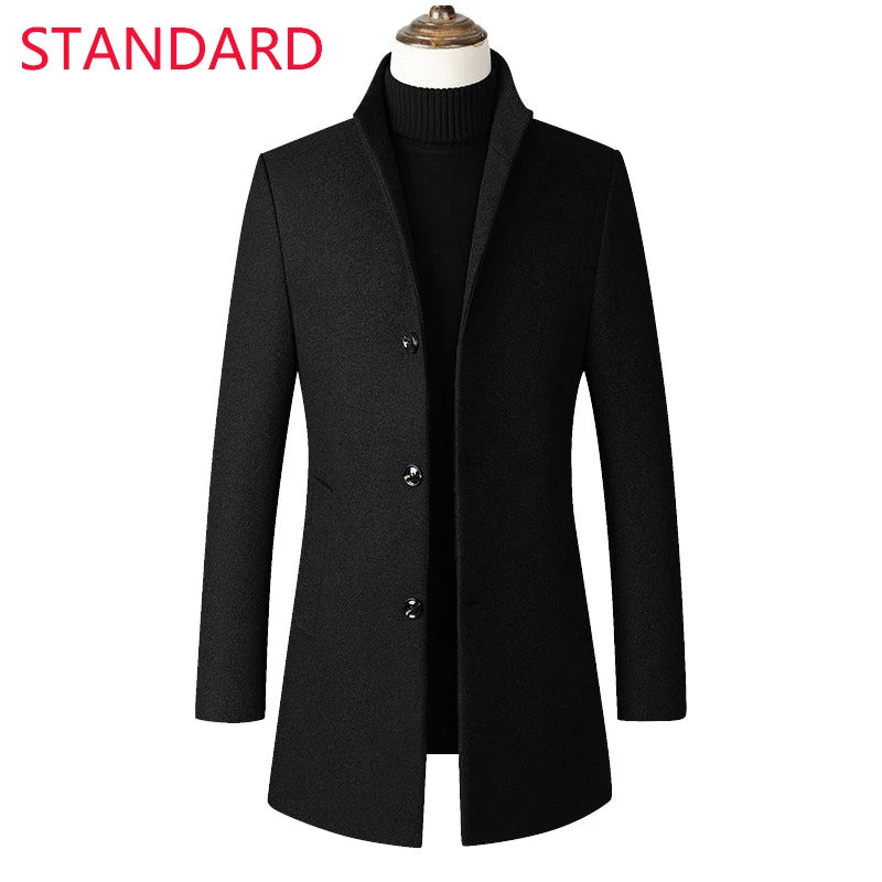 2023 New Autumn and Winter High-end Brand Fashion Boutique Warm Men's Pure Color Casual Business Woolen Woolen Coat Windbreaker