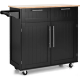 Giantex Kitchen Island Cart Rolling Storage Trolley Cart Farmhouse Islands Home Coffee Bar Serving Utility Cart with Drawers