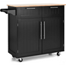 Giantex Kitchen Island Cart Rolling Storage Trolley Cart Farmhouse Islands Home Coffee Bar Serving Utility Cart with Drawers