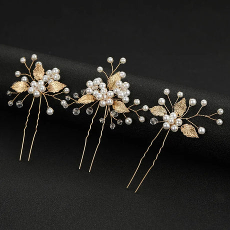 3pcs White Flower U Shaped Hairpin Pearl Elegant Hair Clips Hair Jewelry Accessories For Women Wedding Head Ornaments Hairpins