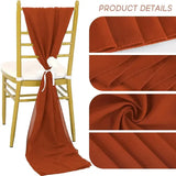 6PCS RUST Chiffon Chair Sashes 30 x 270cm Wedding Aisle Decoration for Weddings Christmas Baby Shower Birthday Party Decorations