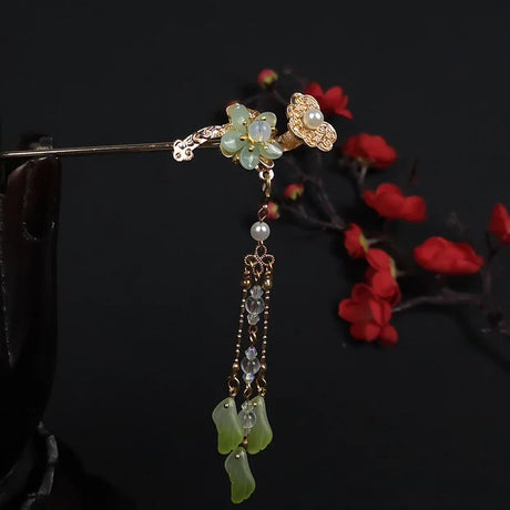 2023 New Chinese Hair Stick Girls Vintage Wedding Hanfu Decor Hairpin Flower Tassel Pearl Hair Bun Chopsticks Bride Hair Jewelry