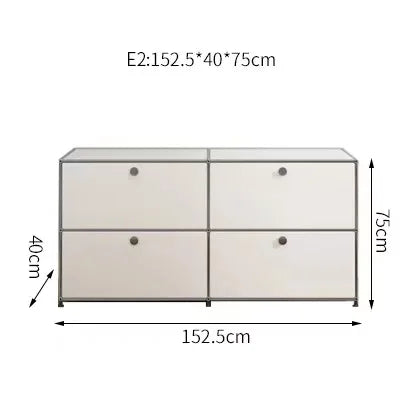 USM Medieval Nightstand Bedroom Modern Minimalist Shelf Module Storage TV Side Cabinet Stainless Steel Frame Bedside Table