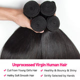 Human Hair Bundles 1/3/4 Piece Hair Extension For Women Brazilian Straight Human Hair Weave Bundles Natural Black 12A Iwish Hair