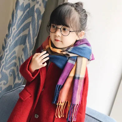 Children's Scarf family look Matching outfits Mother Kids Warm Neck Wear Thick Plaid Boys Girls Autumn fleece Shawl