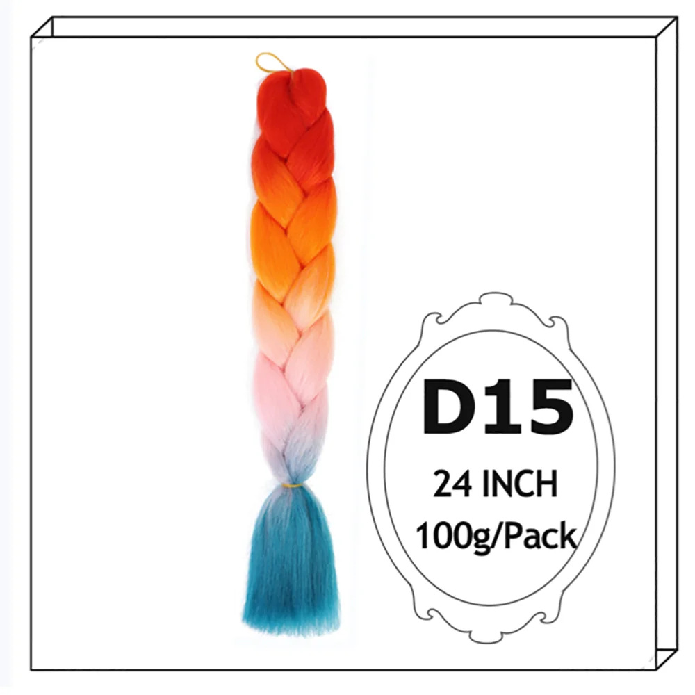 24Inch Synthetic Long Jumbo Ombre Braiding Hair For Women Colorful Braids 100g Rainbow Hair Gray Black Orange Red Yellow Blue