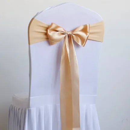 10pcs/50pcs Satin Spandex Chair Bow Band Ribbon Chair Tie Party Banquet Event Wedding Decoration Knot Stretch Chair Bow Sashes