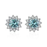 JoyceJelly 1 carat D Color Moissanite Diamond Earrings S925 Sterling Silver Jewelry For Women Sunflower Shaped Ear-studs Wedding