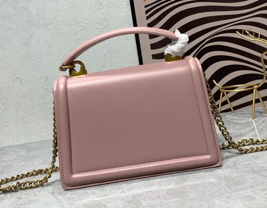 Ladies Shoulder Bag With Metal Magnetic Buckle Fashion Chain Luxury Designer Handbag Solid Color Genuine Leather Women Bag