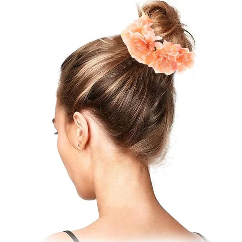 Flower Hair Tie Flower Hair Scrunchies For Women Flower Ponytail Holder Rose Scrunchies Hair Rope Elastic Hair Tie