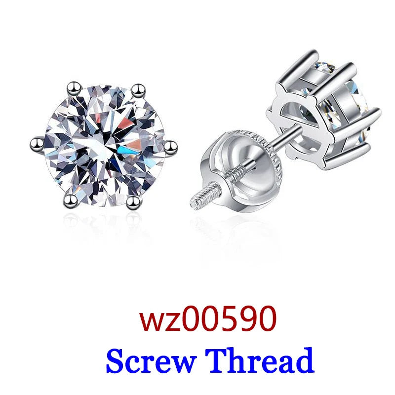 Premium 0.5-2ct Moissanite Diamond Stud Earrings for Women Orginal 925 Sterling Silver Screw Back Women Moissanite Earring 2024