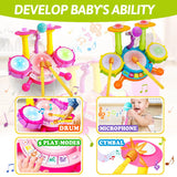 Kids Drum Set Toddlers Musical Baby Educational Instruments Toys for Toddlers Girl Microphone Learning Activities Gifts