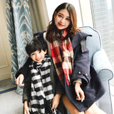 Children's Scarf family look Matching outfits Mother Kids Warm Neck Wear Thick Plaid Boys Girls Autumn fleece Shawl