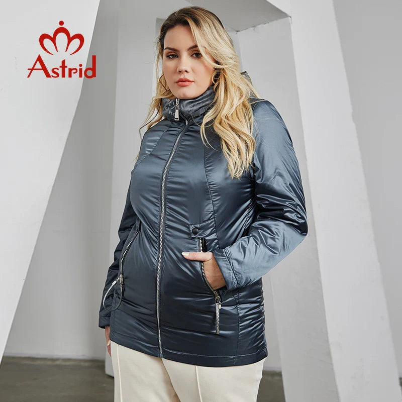 Astrid Autumn Winter Women's Jacket Long Thin Cotton Printed Hood Warm Padded Parka Coat Plus Size Women Clothing New in Outwear