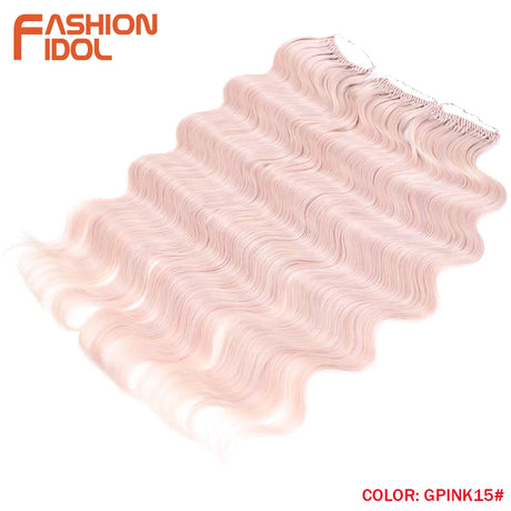 FASHION IDOL 24 Inch Body Wave Crochet Hair Synthetic Goddess Crochet Braids Natural Wavy Ombre Blonde Braiding Hair Extensions