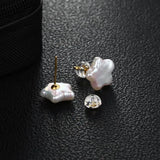 Baroque Natural Freshwater Pearls Square Shape and Multiple Styles Stud Earrings 925 Sterling Silver Fashion Jewelry for Women