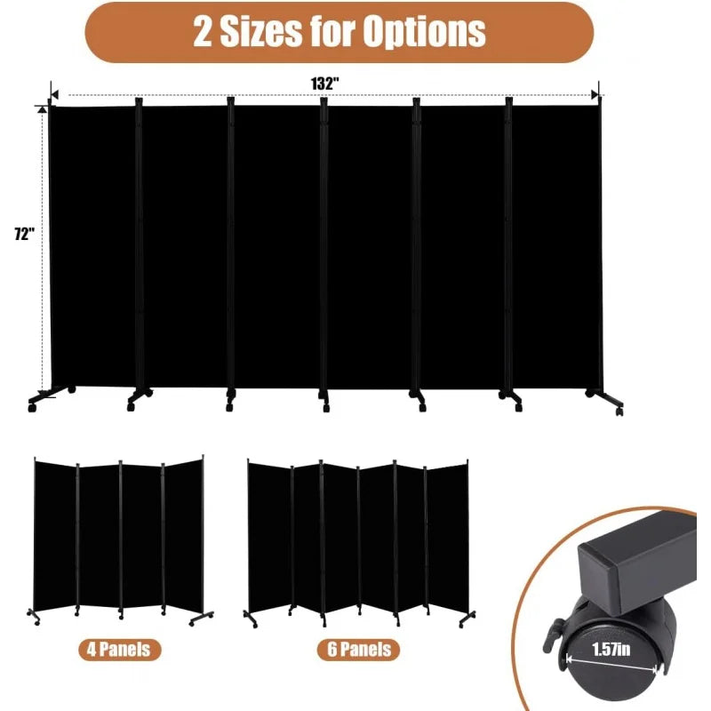 Room Divider Portable 132'' Partition Room Dividers and Folding Privacy Screens 6 Panel Wall Divider for Room Separation, Freest