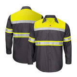 Size S-4XL Summer Outdoor Work Shirts with High Visibility Reflective Stripes Long Sleeve Shirt Sun Protection Two Tone Workwear