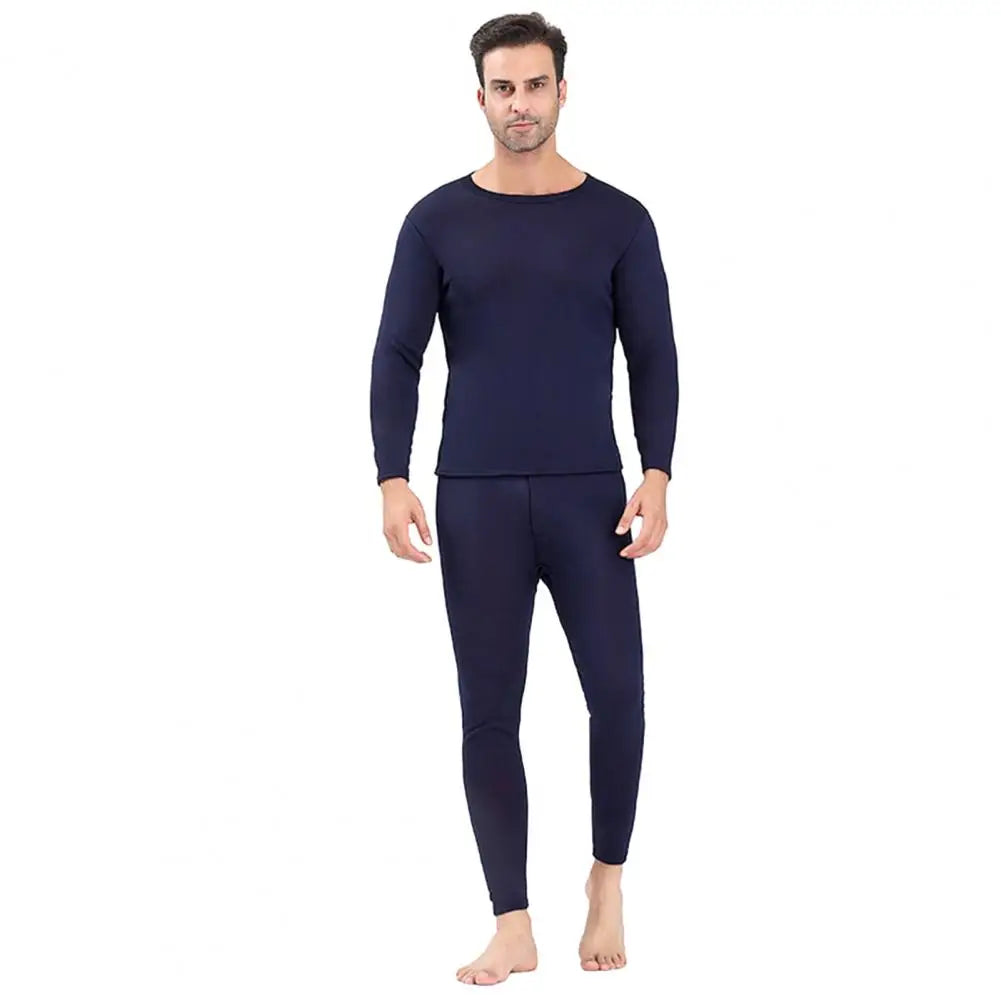 Men Thermal Underwear Set Unisex Winter Warm Underwear Set Thick Fleece Lined Long Sleeve Pajama Set for Sport Base Layer