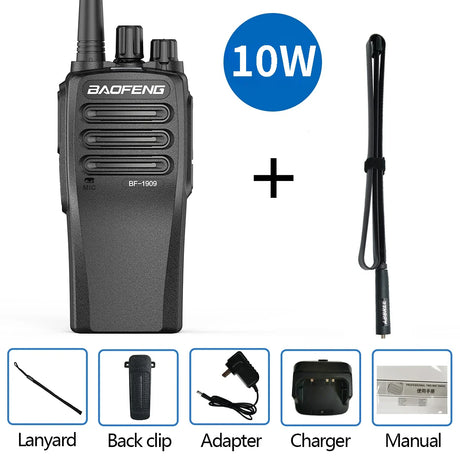 10W Baofeng BF-1909 Two-way Radio Long Range Professional Walkie Talkie TypeC 4800mAh Portable Communicator Radio For Hunting 5R