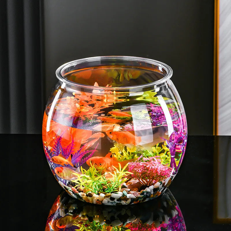 Plastic Transparent Fish Tank Aquariums Goldfish Bowl Round Impact Broken-resistant Office Table Hall Viewing Turtle Fish Tank