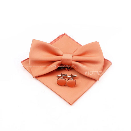 New Colorful Bowties Handkerchiefs Cufflinks Set Polyester Brooches For Men's Business Wedding Party Suit Dress Accessories Gift