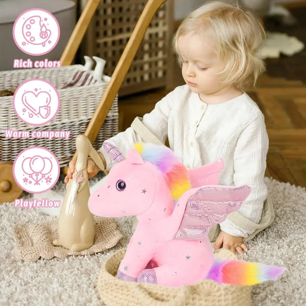 Plush Unicorn Stuffed Animal Cute Plush Toy Gift for Girls Soft Pillow Birthday Present Unicorn Stuff for Baby Toddler Kids