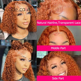 Ginger Lace Front Wig Human Hair HD Transparent 13x4 Lace Frontal Human Hair Wigs Colored Cosplay Orange Human Hair 180 Density