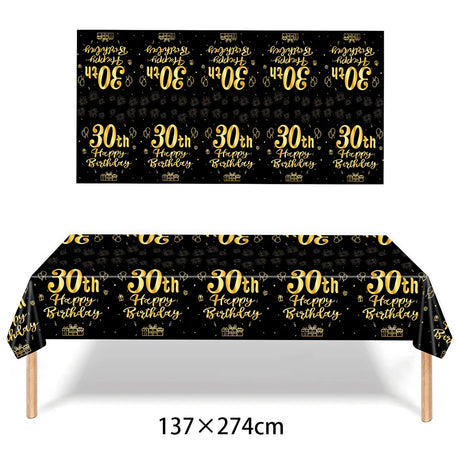 30th 40th Birthday Black Gold Men Women Party Supplies Plates Decoration Disposable Paper Tableware Cups Napkins Vintage Party