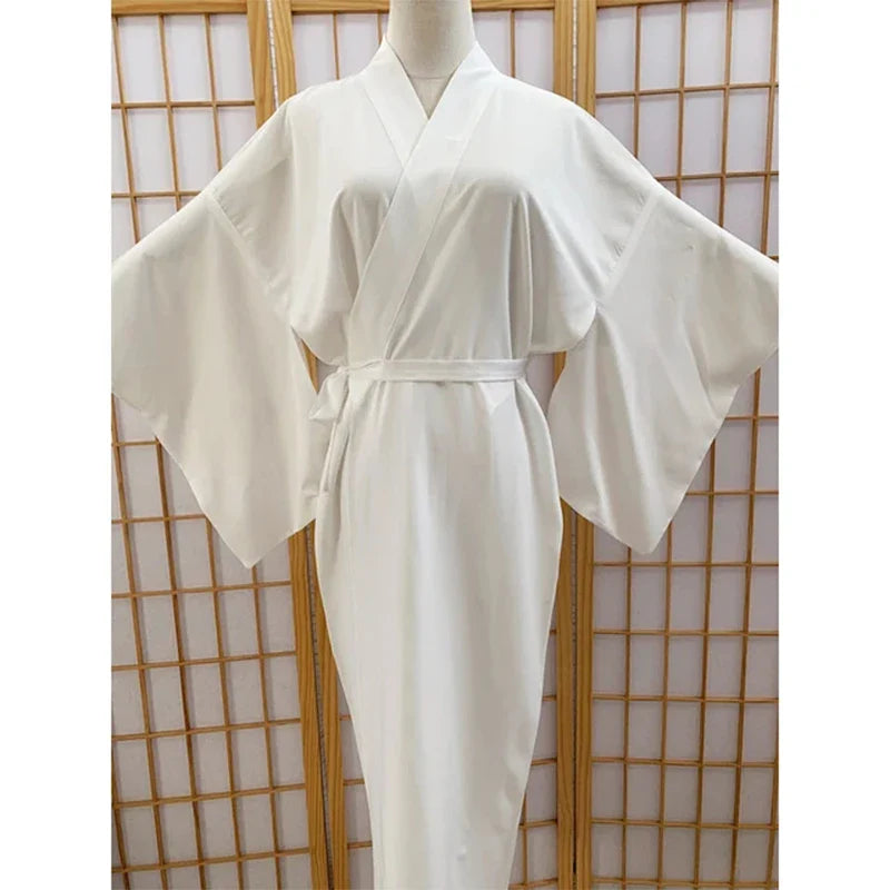 Japanese Traditional Kimono Juban Women White Yukata Kimono Bottom Lining With Belt Haori Intimate Kimono Inner Wear Underwear