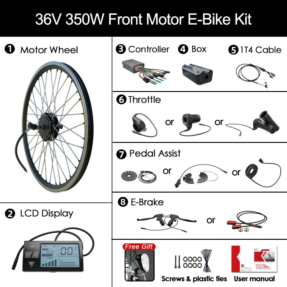 36V 48V 500W Ebike Conversion Kit 15/20/24AH Hailong Battery Front Rear Wheel Hub Motor 20 26 27.5 29 inch 700C Electric Bicycle