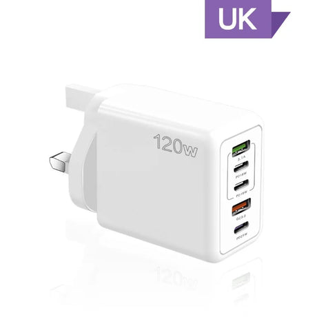 USB C Charger 120W Fast Charging Charger 5Ports Type C Mobile Phone Charger PD Power Adapter for Samsung Xiaomi iPhone LG QC3.0