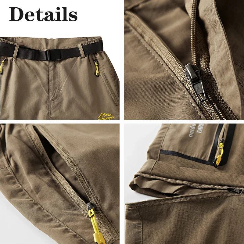 6XL Men Summer Hiking Pants Outdoor Lightweight Tactical Multi-pocket Detachable Loose Camping Fishing Cargo Shorts Trousers