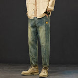 Retro Blue Jeans Harem Pants Loose Fit Casual Male Denim Trousers Streetwear Vintage Jeans Man Patched 2023 Summer New