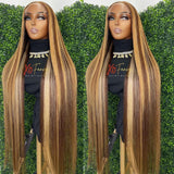 13x6 Highlight Ombre Straight Lace Front Human Hair Wig Honey Blonde Colored Bone Straight Lace Frontal Wigs For Black Women