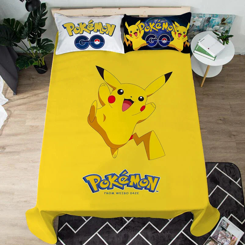 Animation Derivatives Keeppley Pokemon Pikachu Bed Flat Sheet Coverlet Kids Room Bed Sheet Bed Linen Bedding Sets Pillowcases