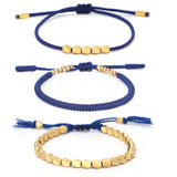 3pcs/set Tibetan Buddhist Braided Handmade Copper Beads Bracelet Lucky Rope Bracelet Bangles Women Thread Set Bracelets