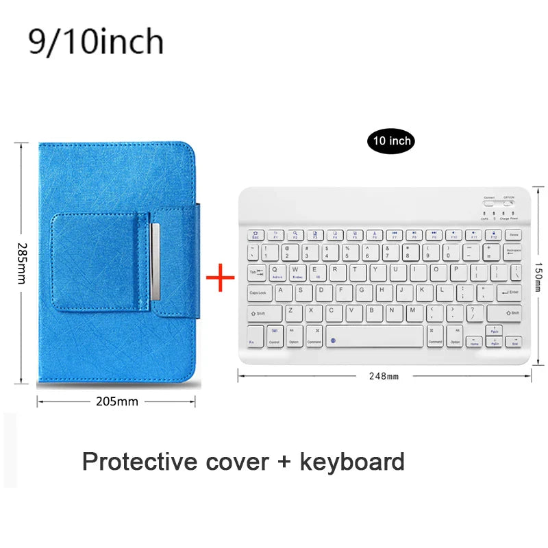 Universal Wireless Bluetooth Keyboard with Leather Case Stand Cover for iPad 7 8 Inch 9 10 Inch Tablet for iOS Android Windows